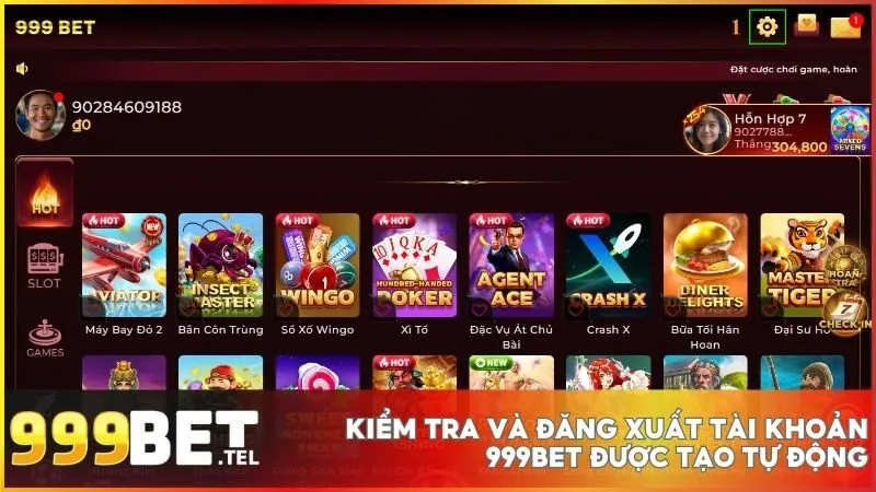 Người chơi cần đăng xuất tài khoản được hệ thống tạo tự động trước khi tiến hành đăng ký tài khoản 999BET mới