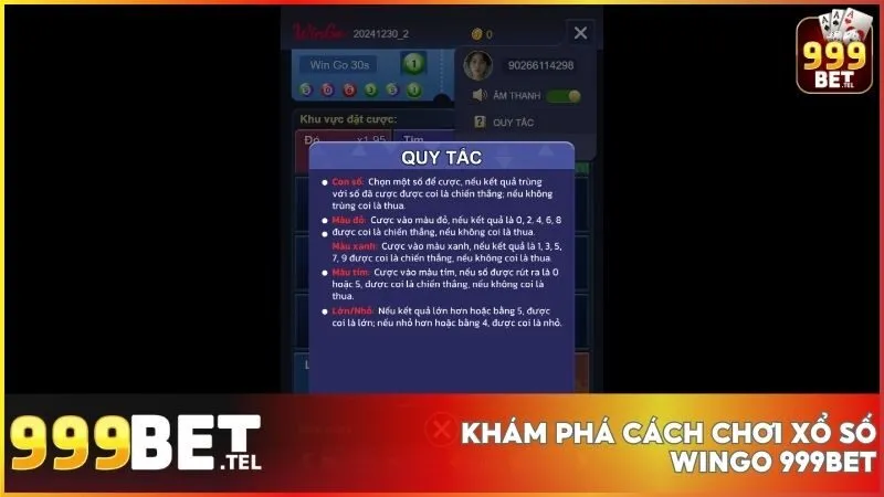Nắm vững quy tắc WinGo 999BET - Đặt cược đúng lúc, thắng lớn dễ dàng