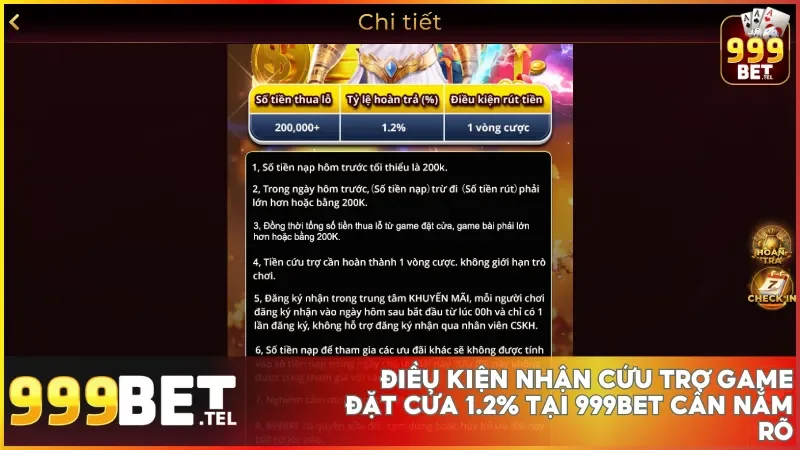 Người chơi cần đảm bảo các điều kiện về số tiền nạp cược và đăng ký đúng thời gian để được nhận hỗ trợ.
